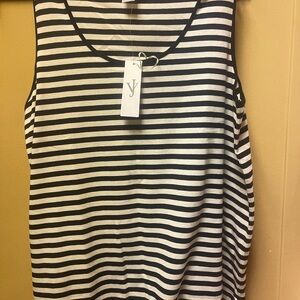 Joan Vass Striped Black and White Women's Top